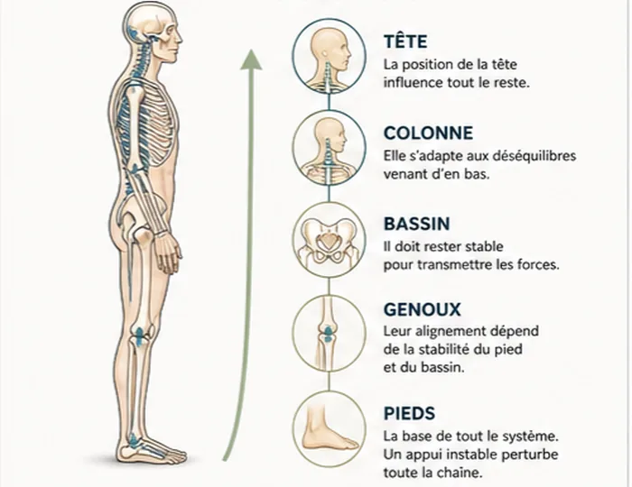 Infographie : la chaîne biomécanique du corps