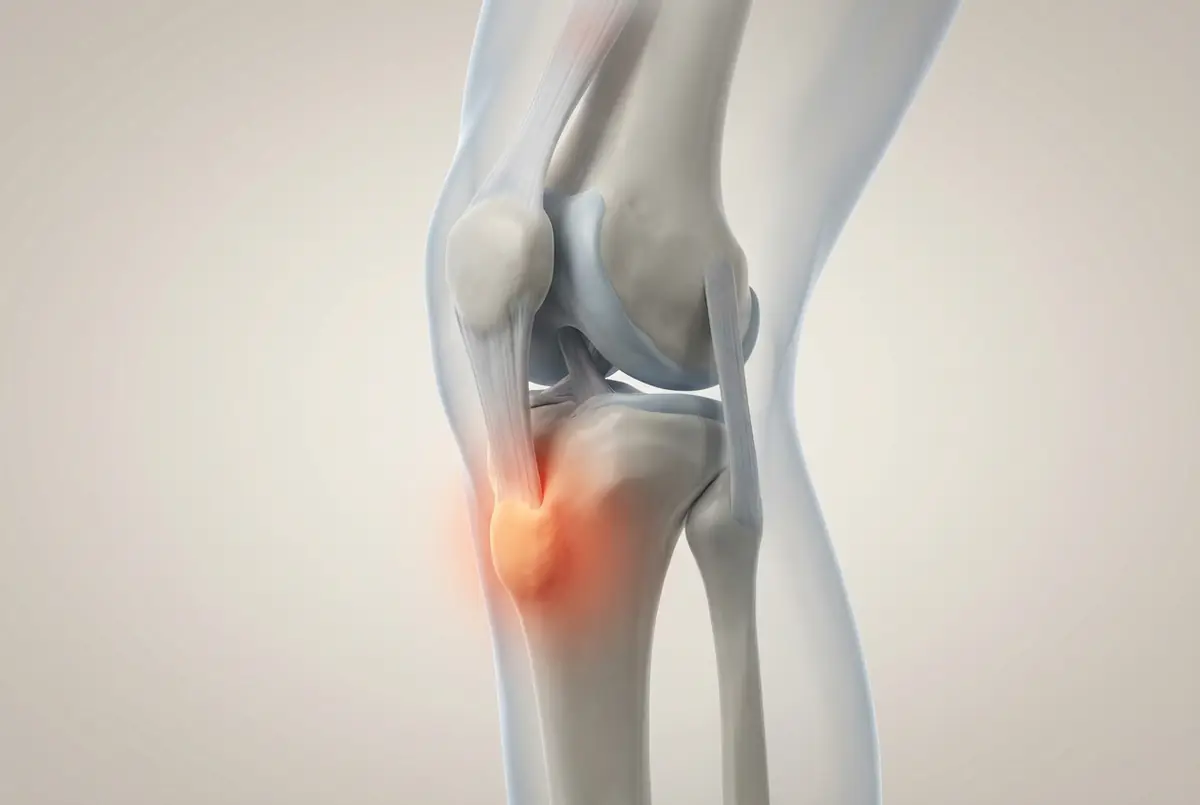 Osgood-Schlatter : la bosse sous le genou (tubérosité tibiale) s'enflamme, là où tire le tendon rotulien