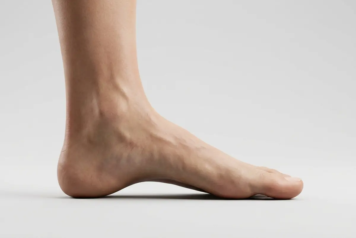 Pied creux : la voûte est très marquée, seuls le talon et l'avant-pied touchent le sol